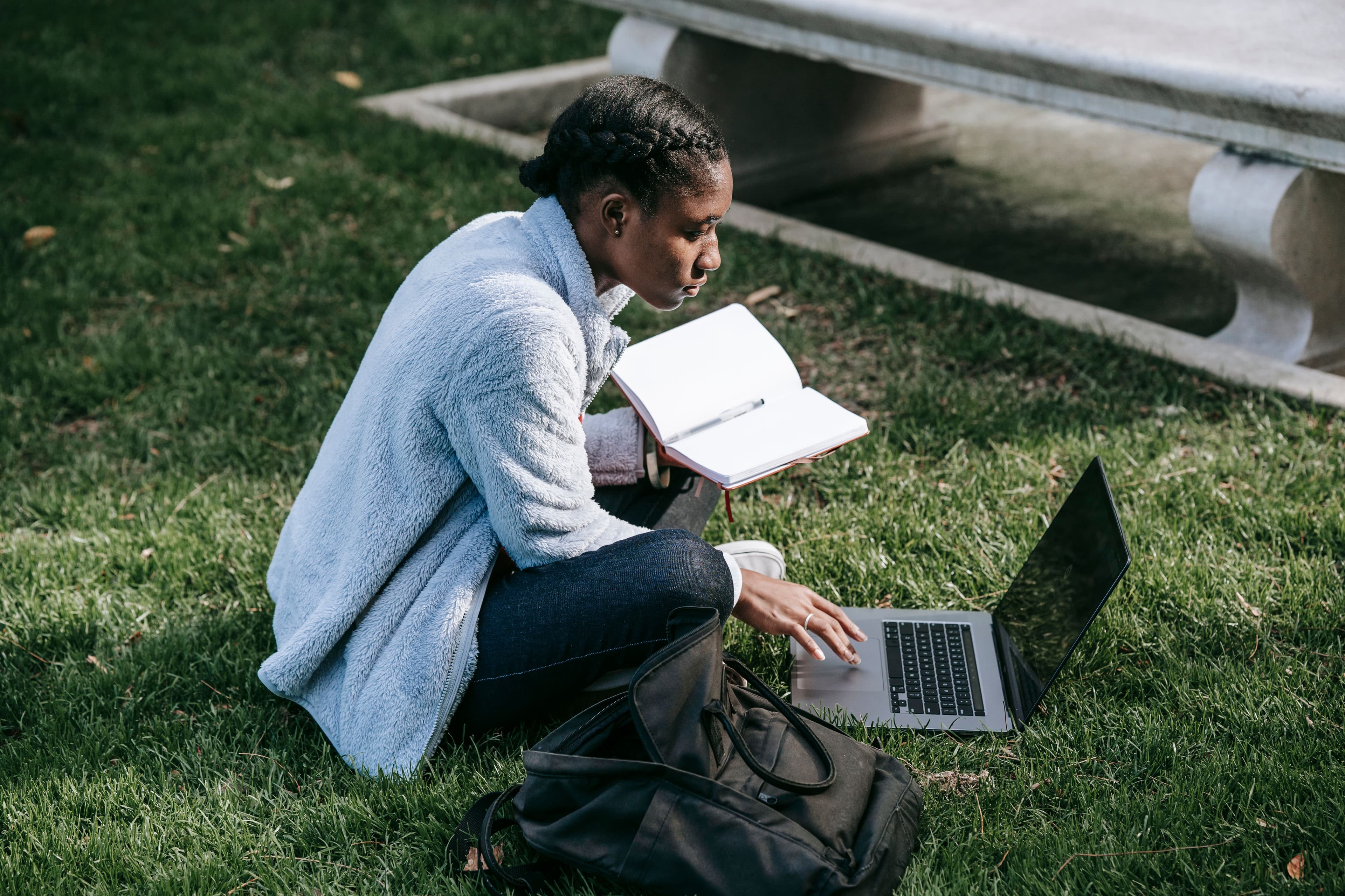 A student reviewing study documents